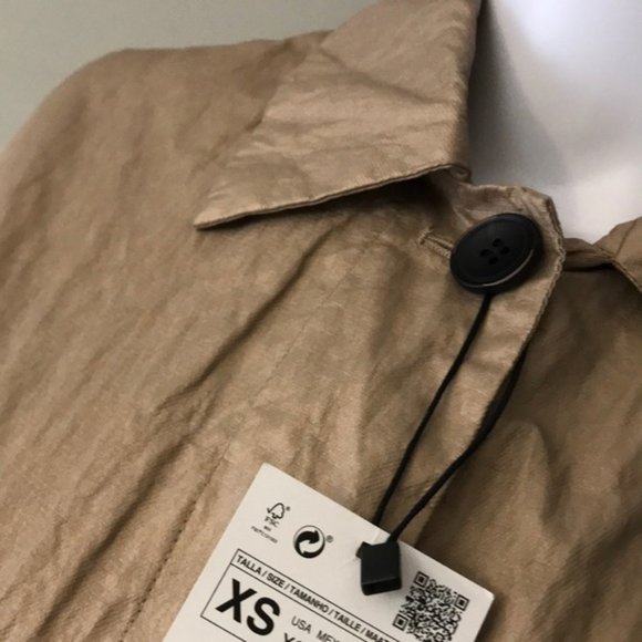NWT ZARA Metallic Mid Length Trench Coat - Picture 8 of 13